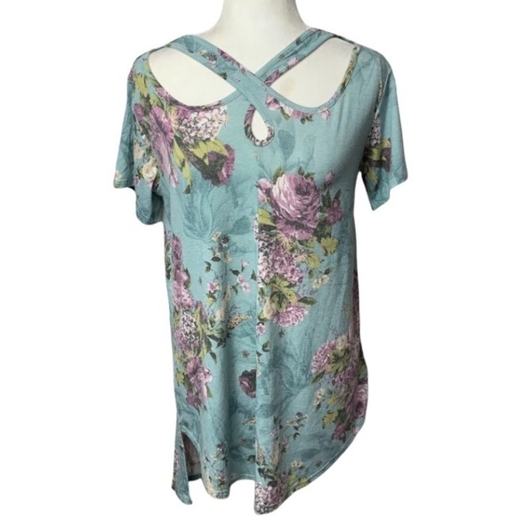 Nwt 12 Pm by Mon Ami Floral Twist Front Tunic Top - Picture 1 of 7